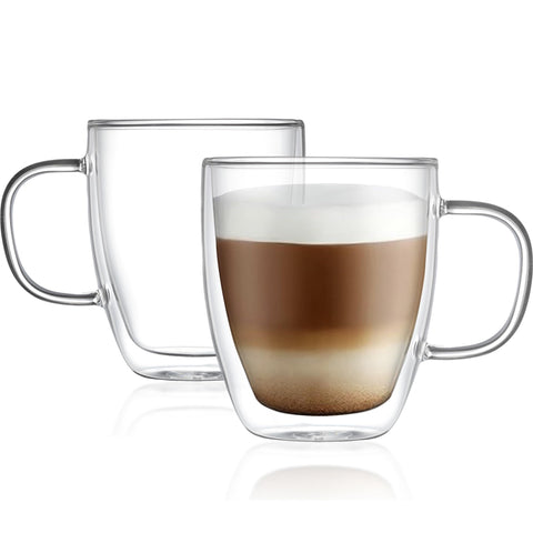Modvera double-walled glass mug 19oz set of 2 keeps hot drinks insulated and hands cool