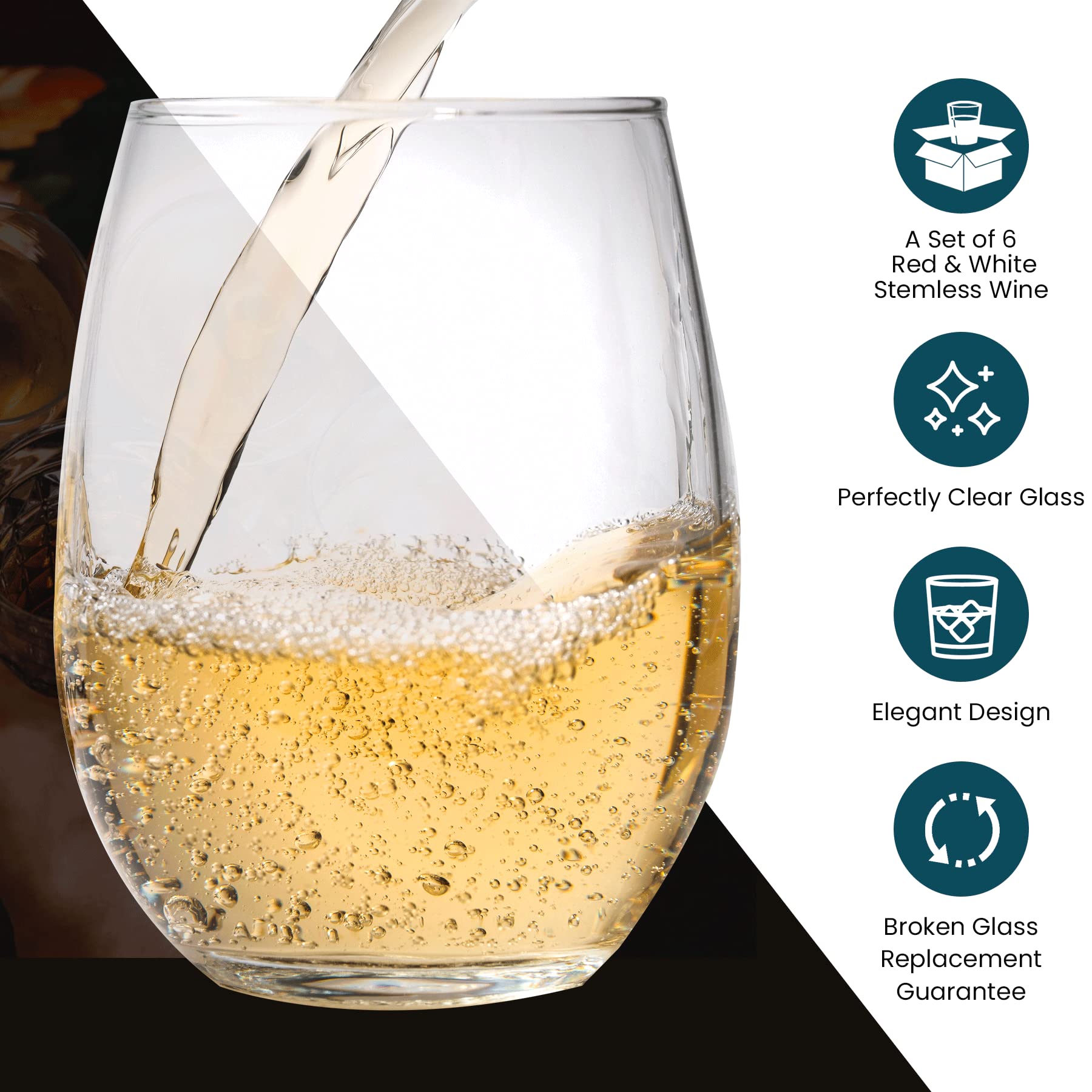 Modvera stemless 18oz glass with chip-resistant rim for daily use