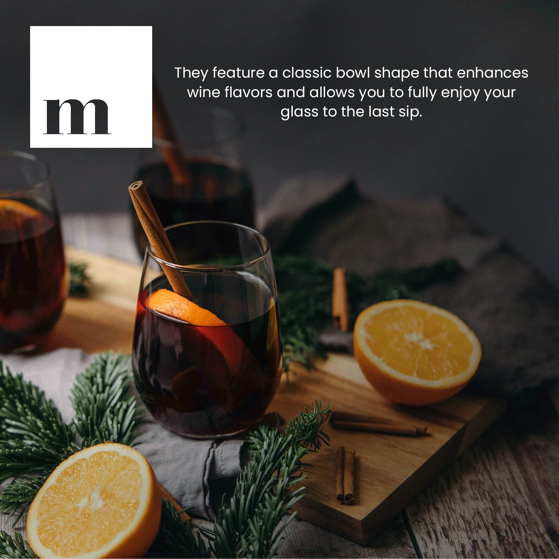 Modvera stemless 18oz glass dishwasher-safe for easy cleanup