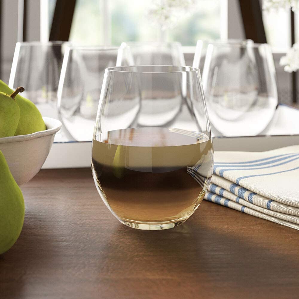 Modvera stemless 18oz 6-pack displayed for table setting beauty