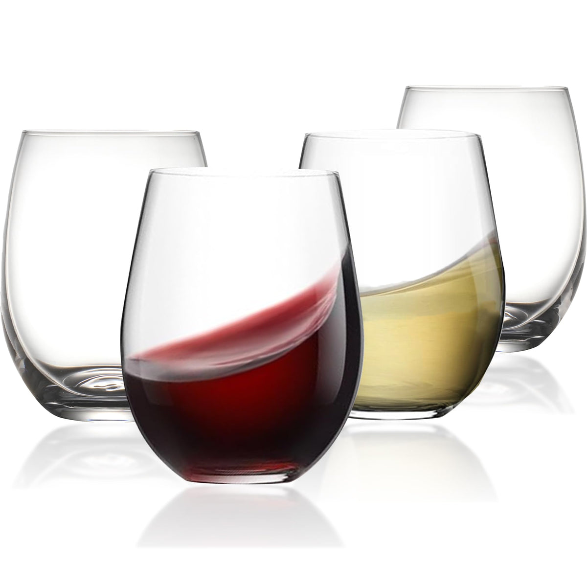 Modvera stemless wine glass 4-pack for elegant table setting.