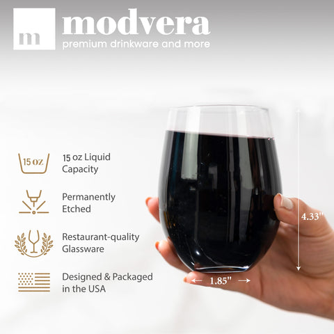 Modvera stemless glass with chip-resistant rim for durability.