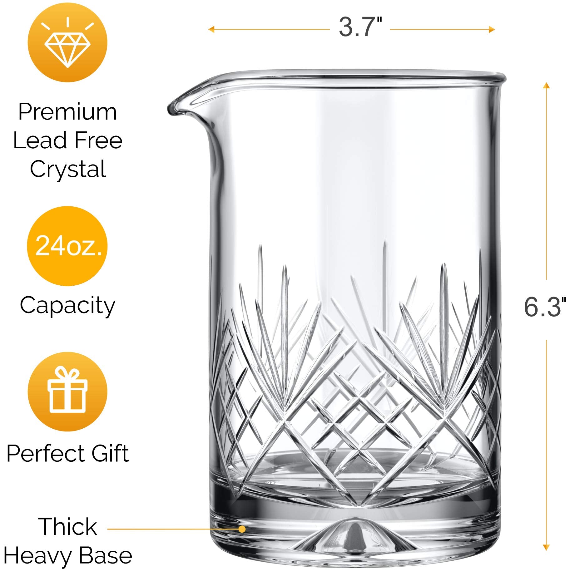 MOFADO crystal mixing glass 24oz weighted base enables stable stirring.