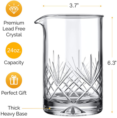MOFADO crystal mixing glass 24oz weighted base enables stable stirring.