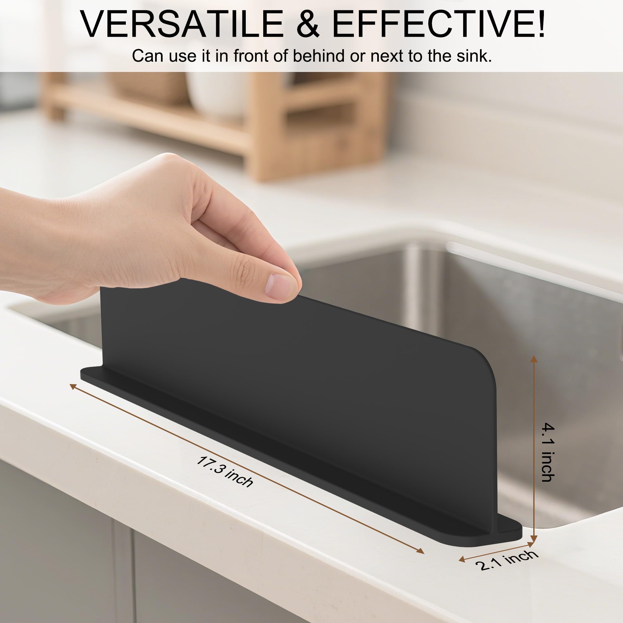 Mofason silicone splash guard side view demonstrates versatile placement to shield surfaces