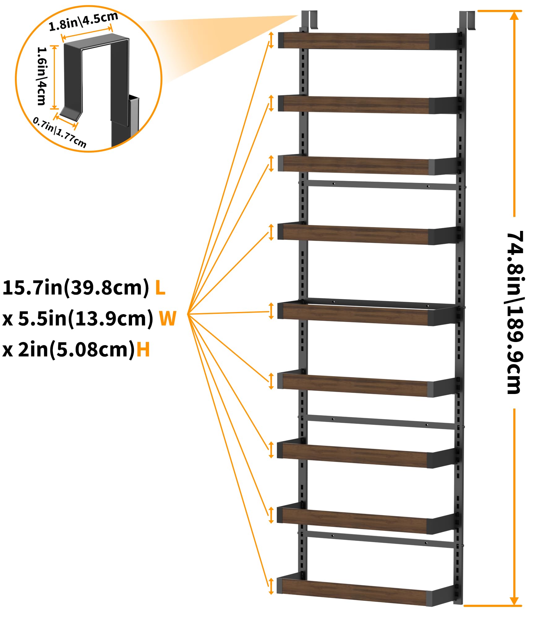 Moforoco door organizer side view showing sturdy metal construction for storage