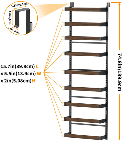 Moforoco door organizer side view showing sturdy metal construction for storage