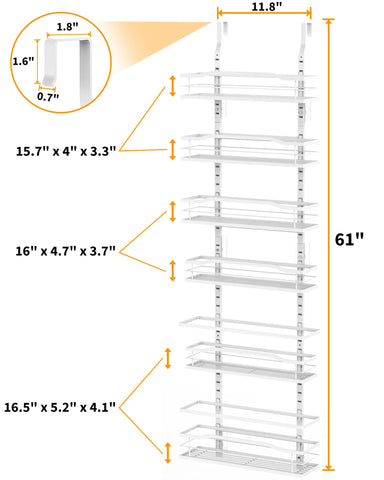 Moforoco door-hanging spice rack side view demonstrates tool-free installation