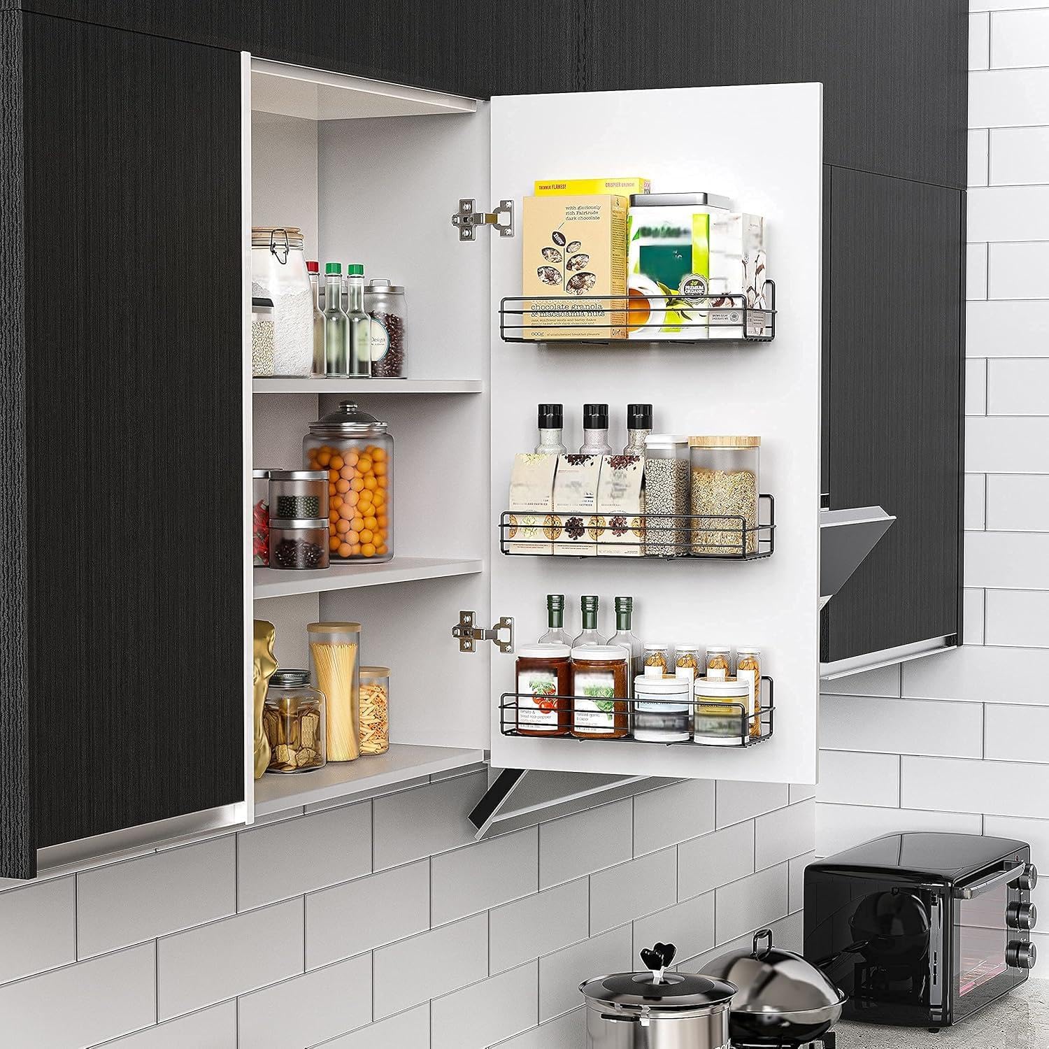 Moforoco farmhouse style enhances kitchen decor while organizing pantry.