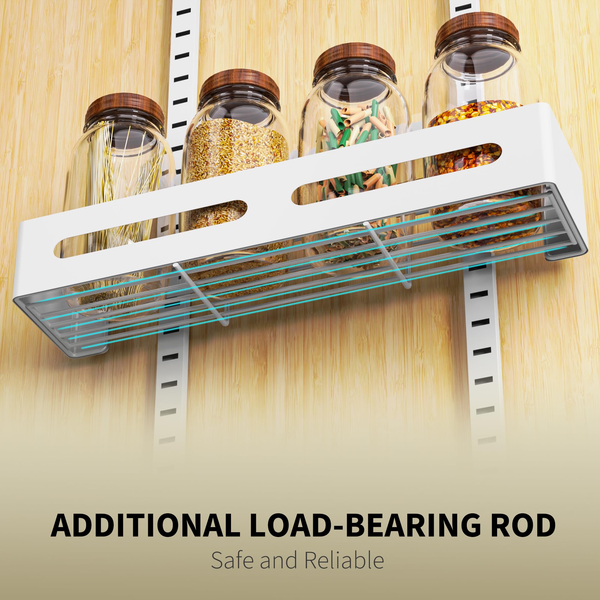 Moforoco metal pantry organizer ships with all mounting hardware for easy setup.