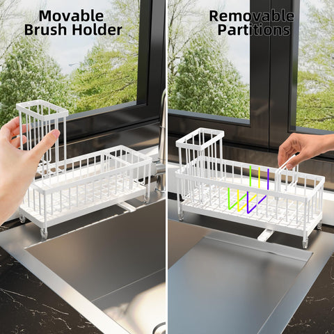 Moforoco sink caddy partition design with three compartments for neat organization.