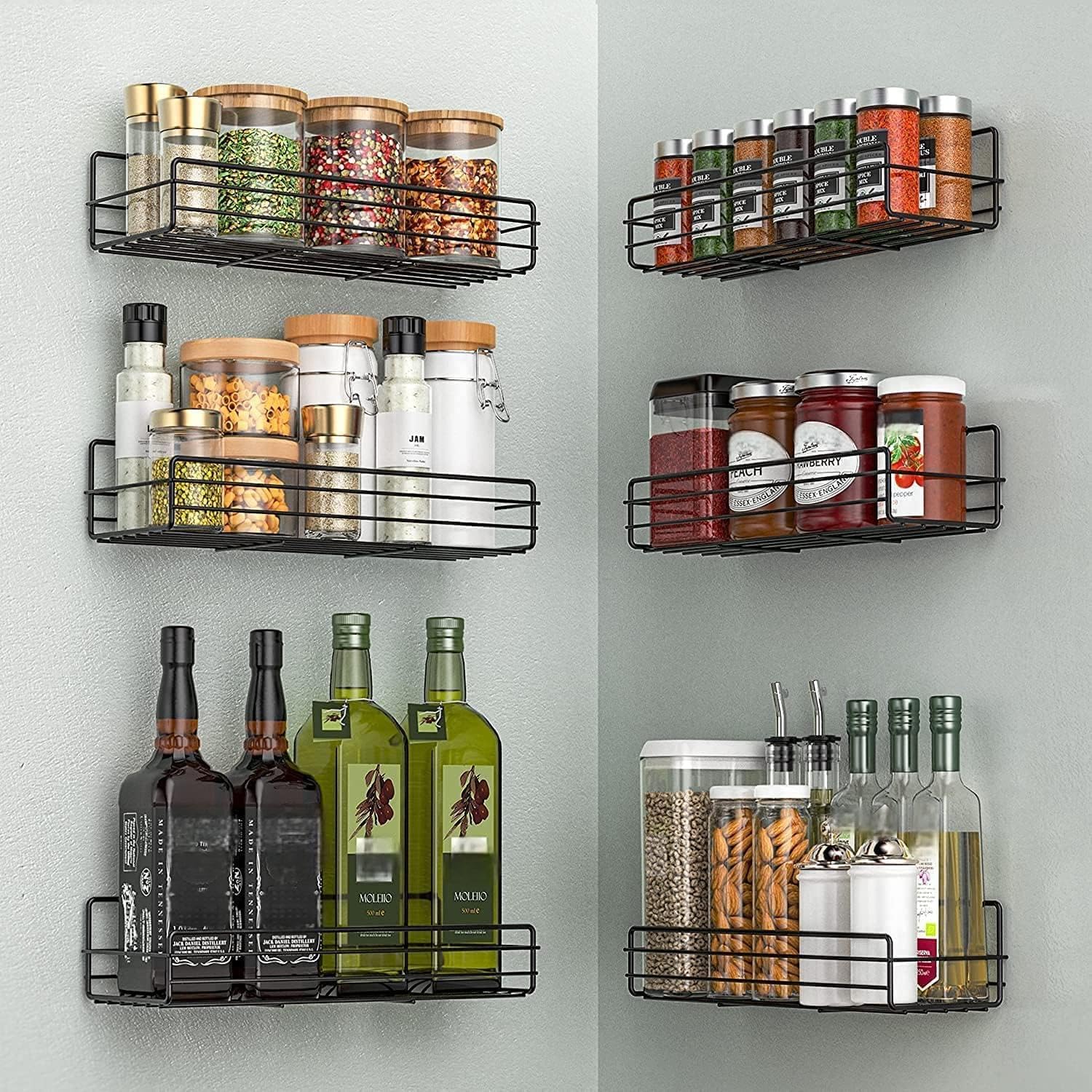 Moforoco spice rack wall mount for efficient kitchen organization and tidy spice setup.