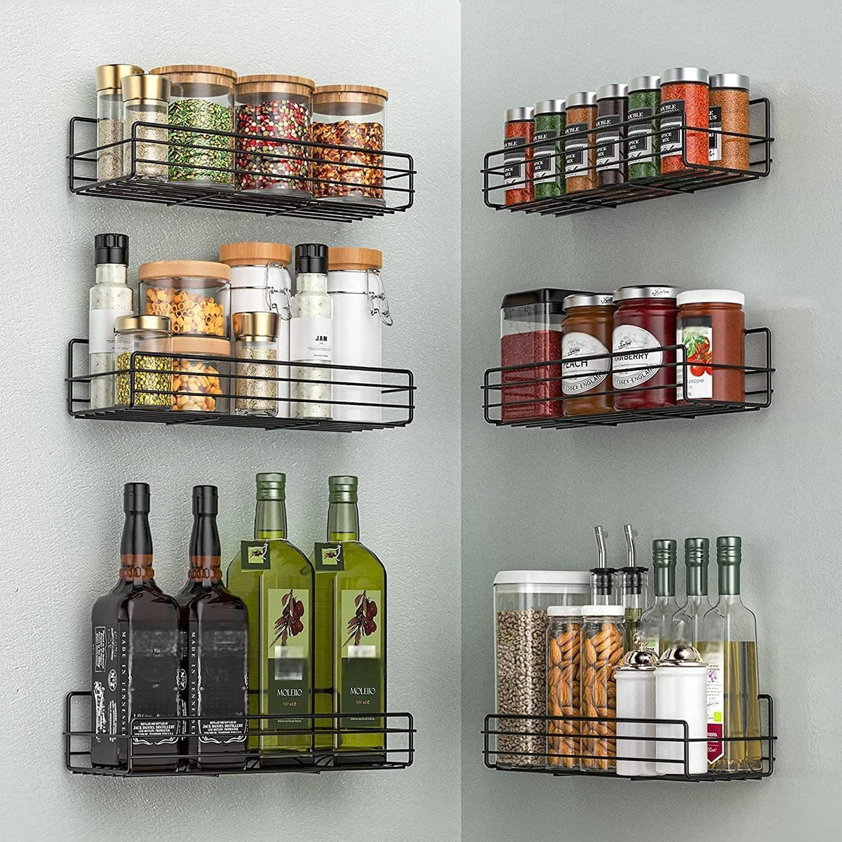 Moforoco spice rack wall mount for efficient kitchen organization and tidy spice setup.