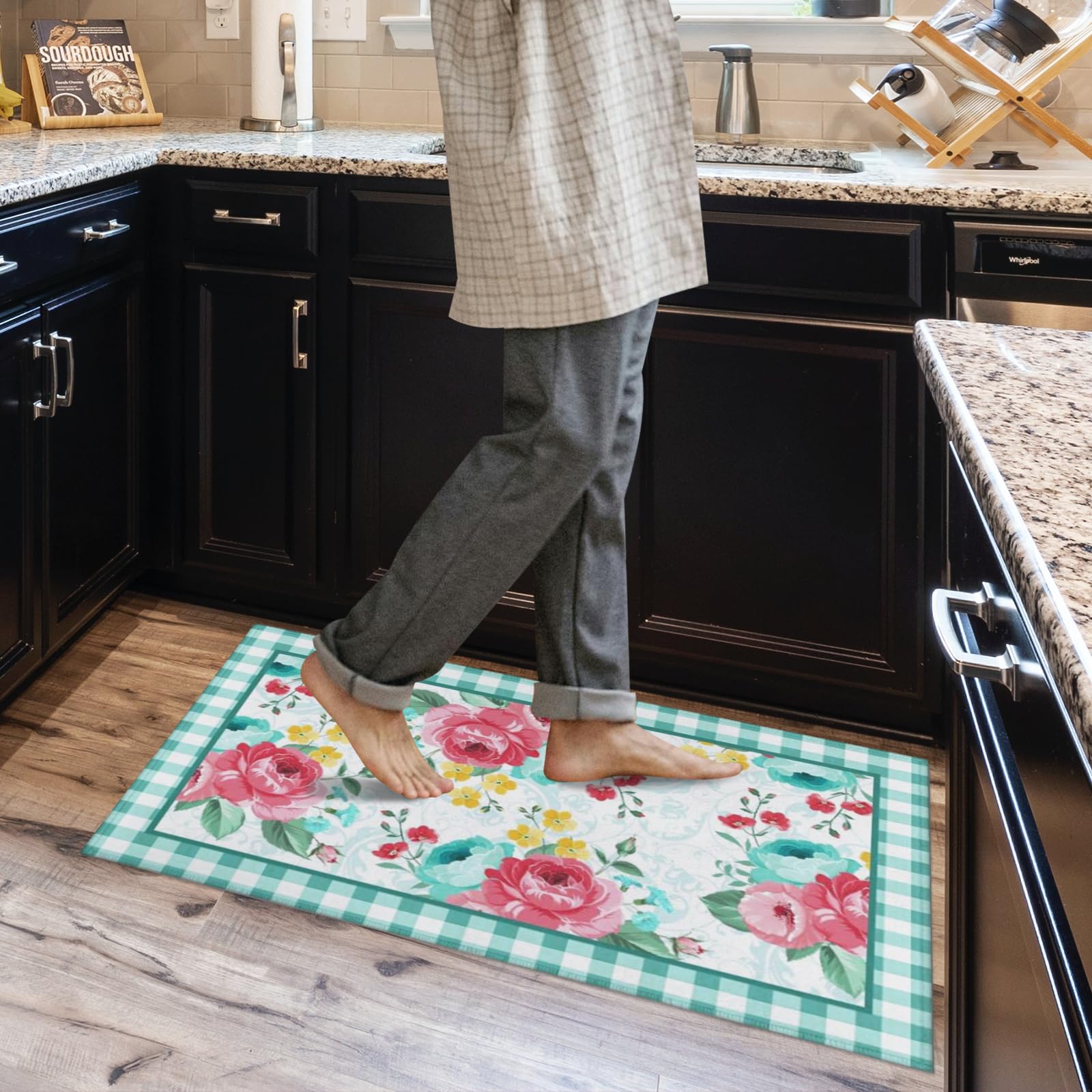 Mofvugz washable kitchen mats—wipe clean or machine wash for easy care.