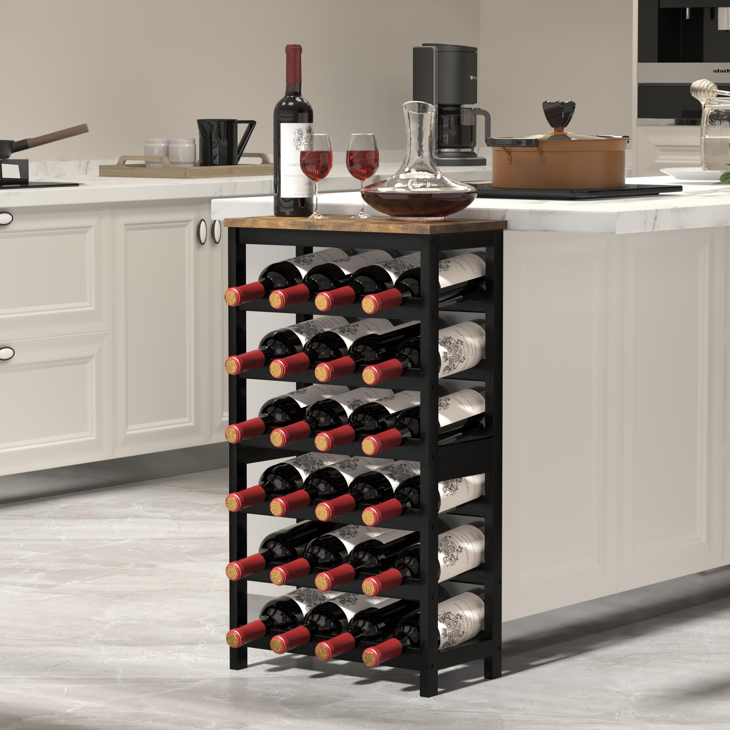MOGELAFOO 24-bottle capacity rack demonstrates organized storage for wines