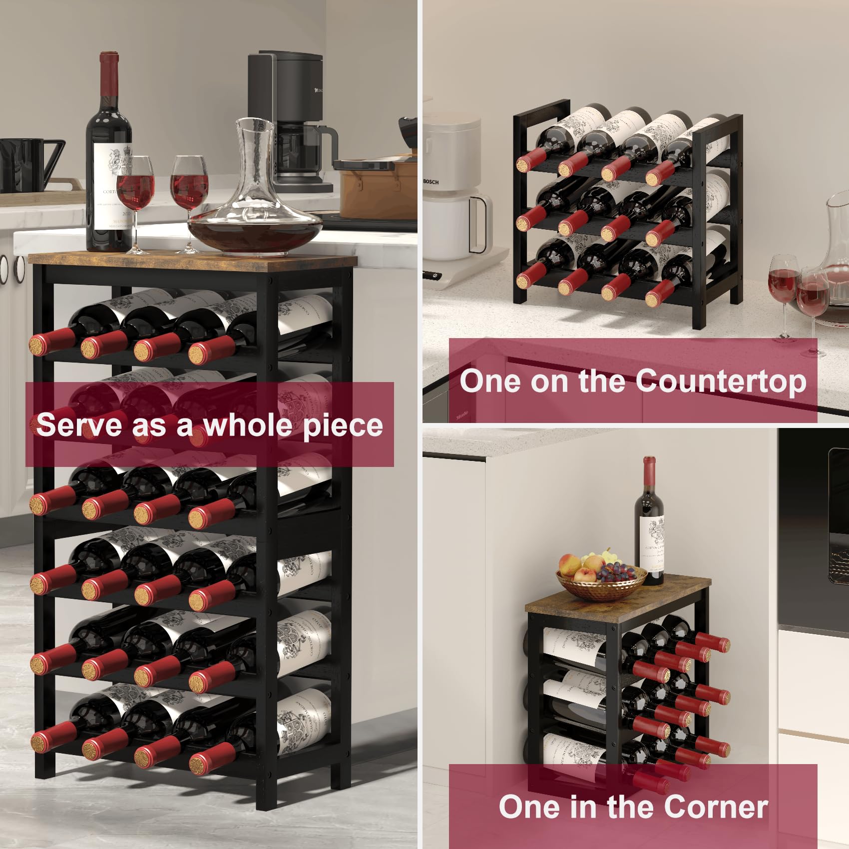 MOGELAFOO stackable wine rack offering versatile configurations for small spaces