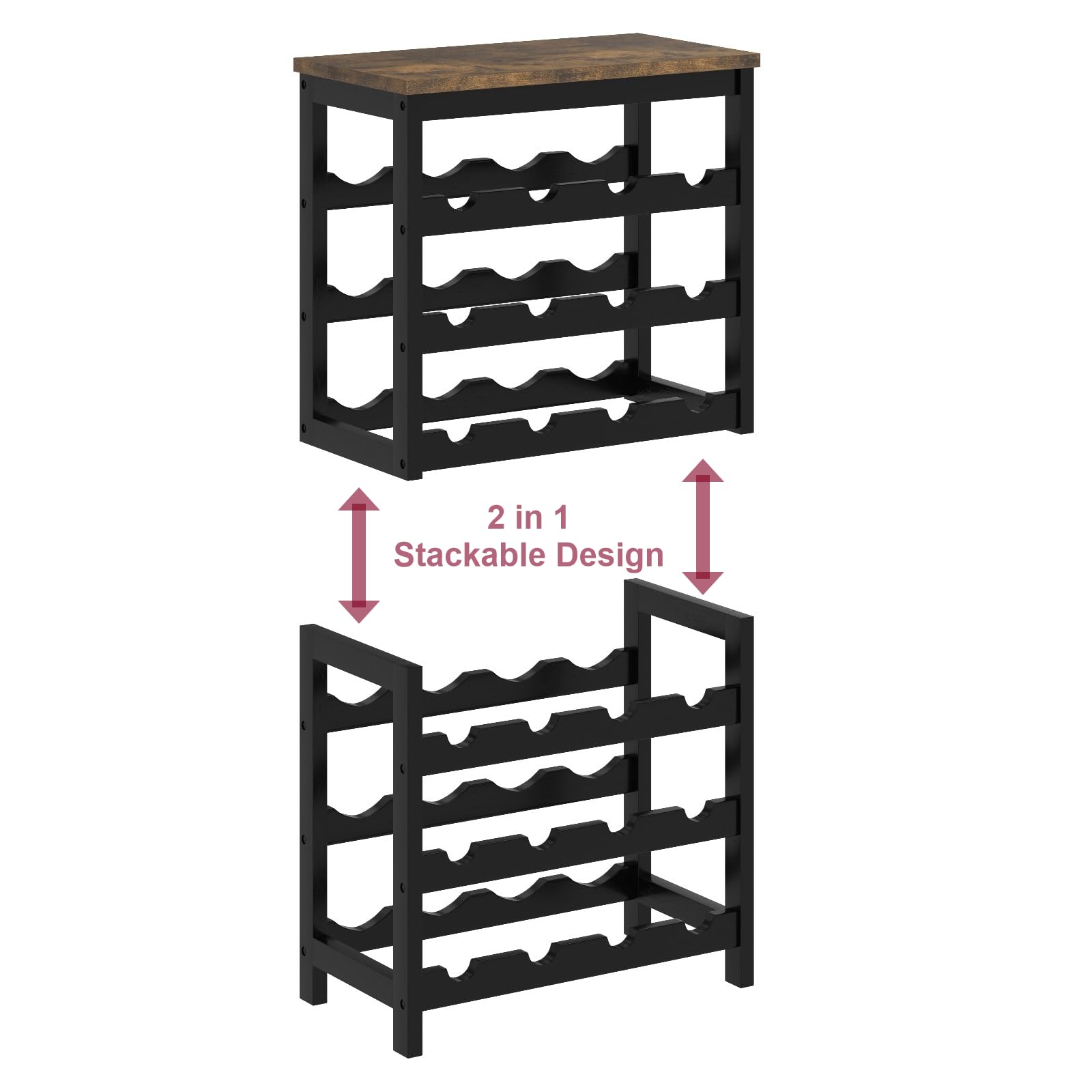 MOGELAFOO bamboo wine rack assembly kit and quick setup