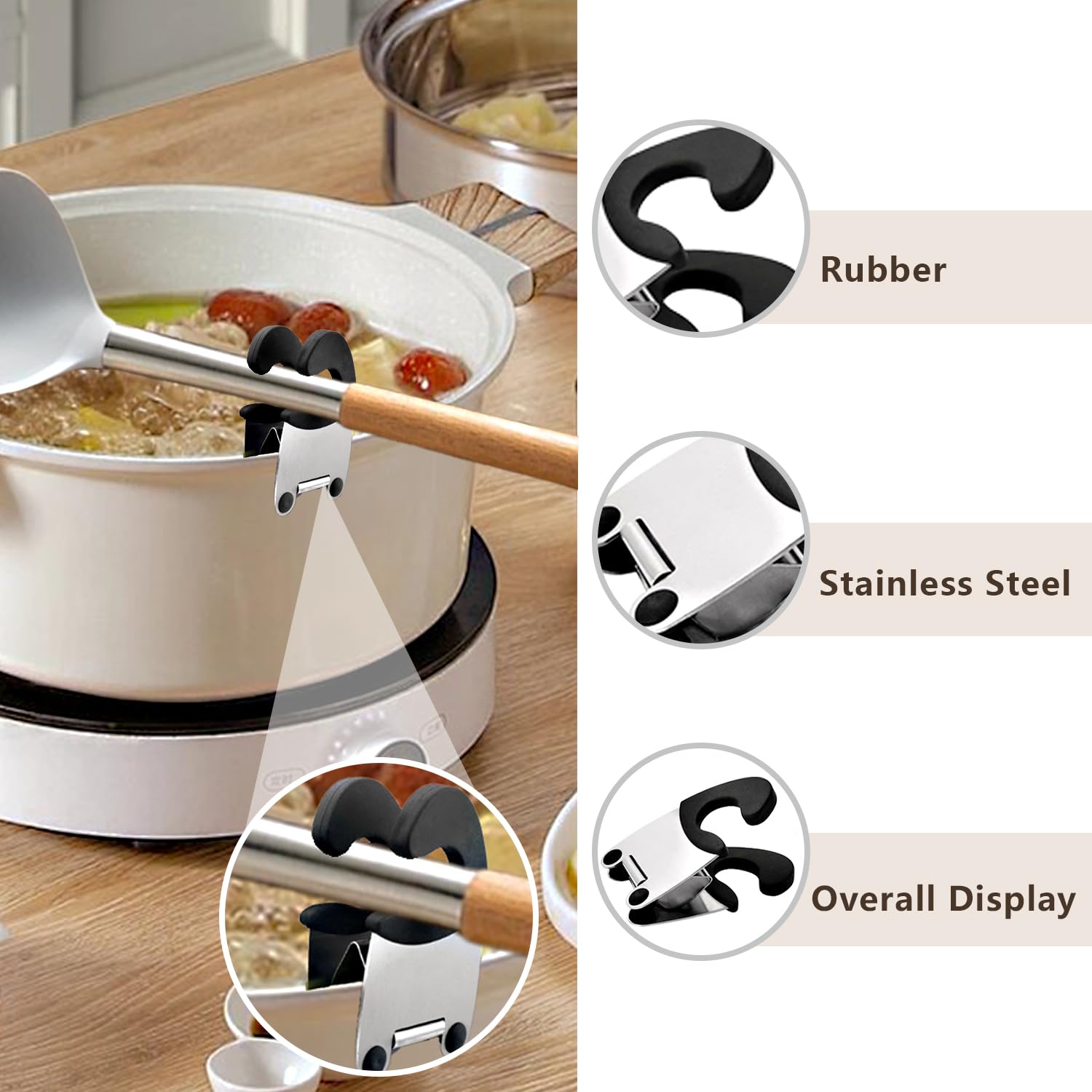 MogPnaMau durable stainless rubber clip resists wear during busy cooking.