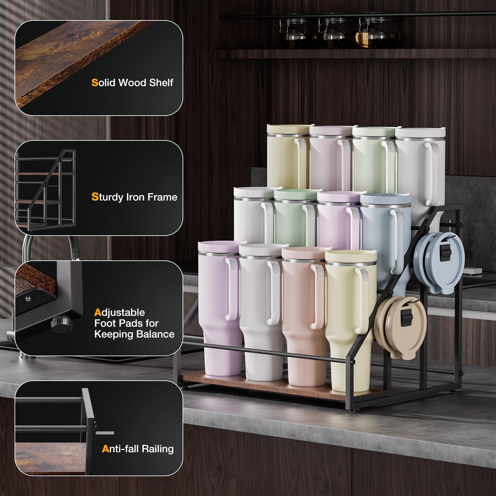 MOJOHAND dining area bottle organizer keeps drinks accessible on table.