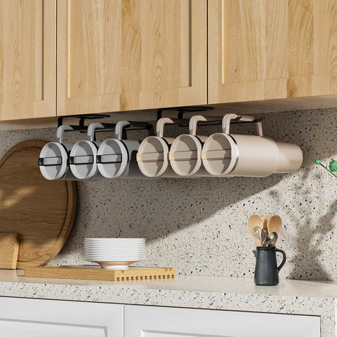 MOJOHAND screw-fixed bottle rack provides sturdy, sag-free storage
