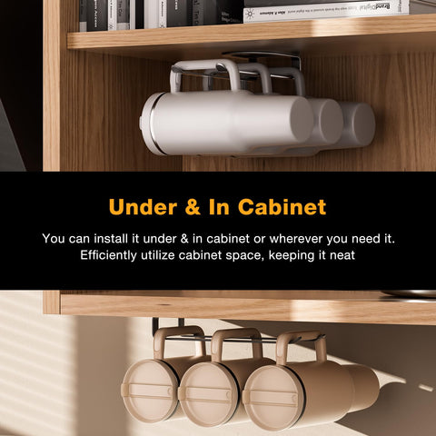MOJOHAND black finish blends with shelves for sleek organization