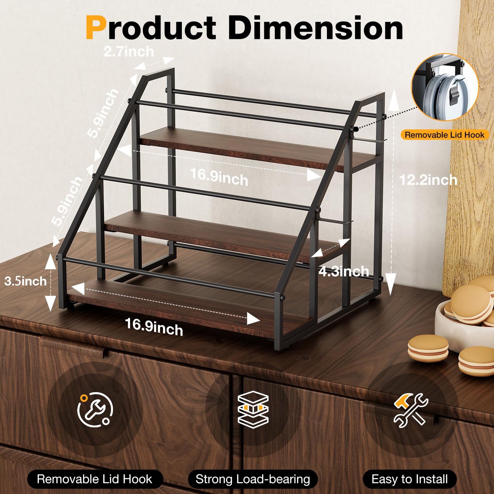 MOJOHAND wood and iron rack design adds rustic kitchen flair.