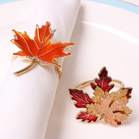 Mokylor maple leaf napkin ring design detail showing precise leaf cut.