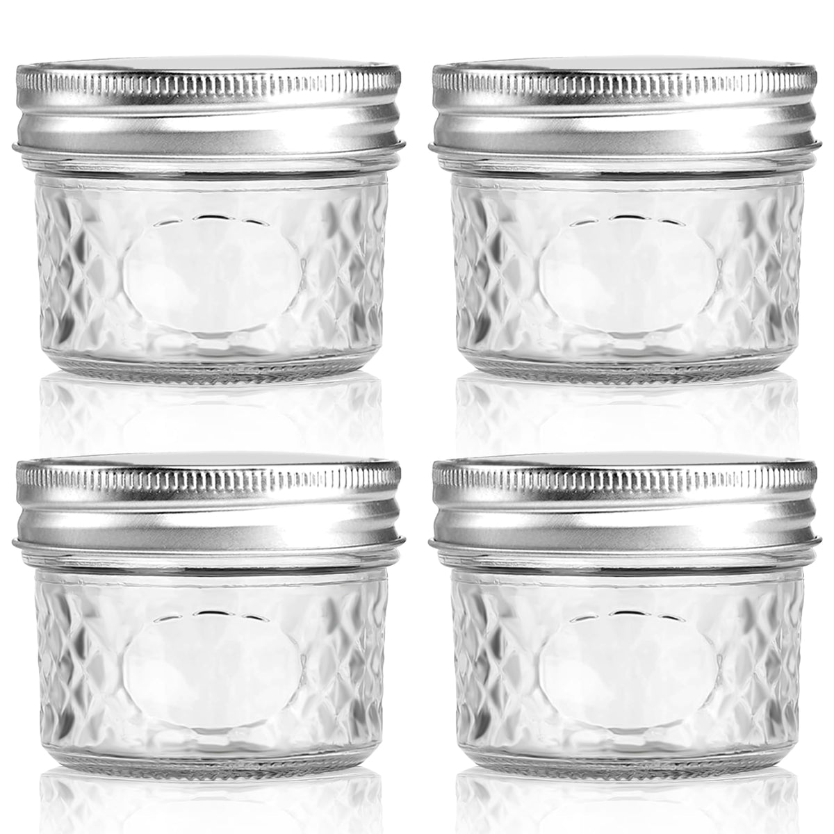 MOLADRI 4oz clear glass storage canisters pack keeps snacks organized and visible.