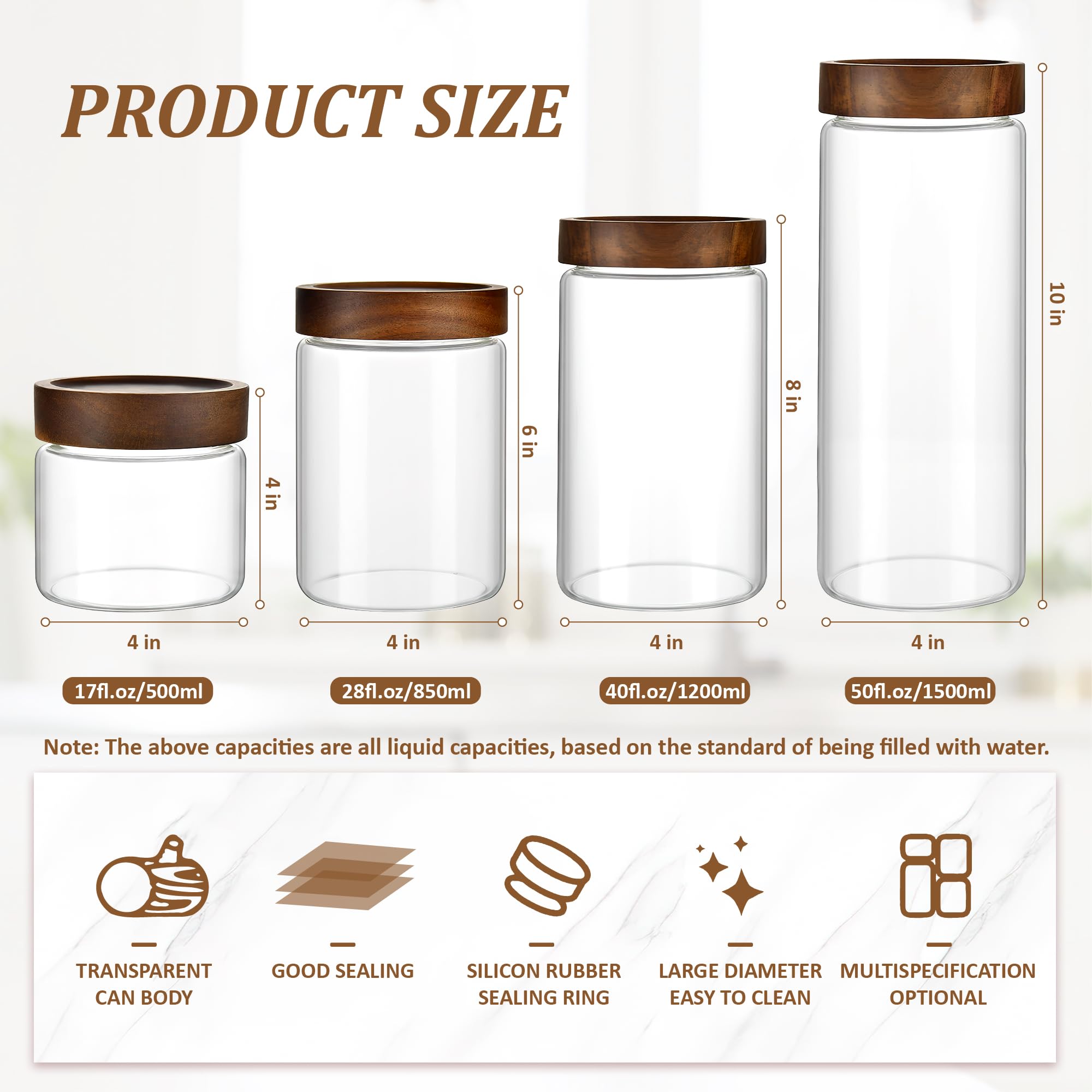 MOLADRI wide-mouth glass jar ideal for cereals, sugar, and spices.