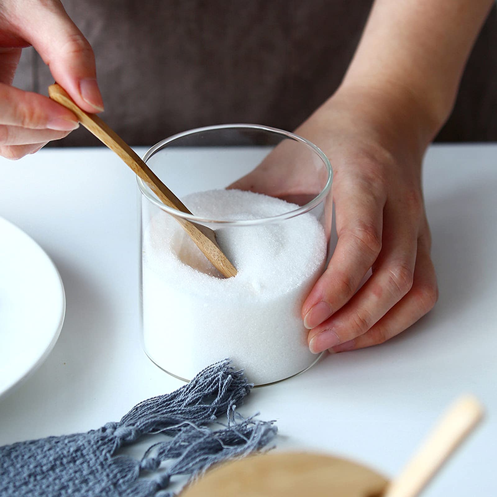 MOLADRI wooden spoon in jar for precise, mess-free seasoning scoops