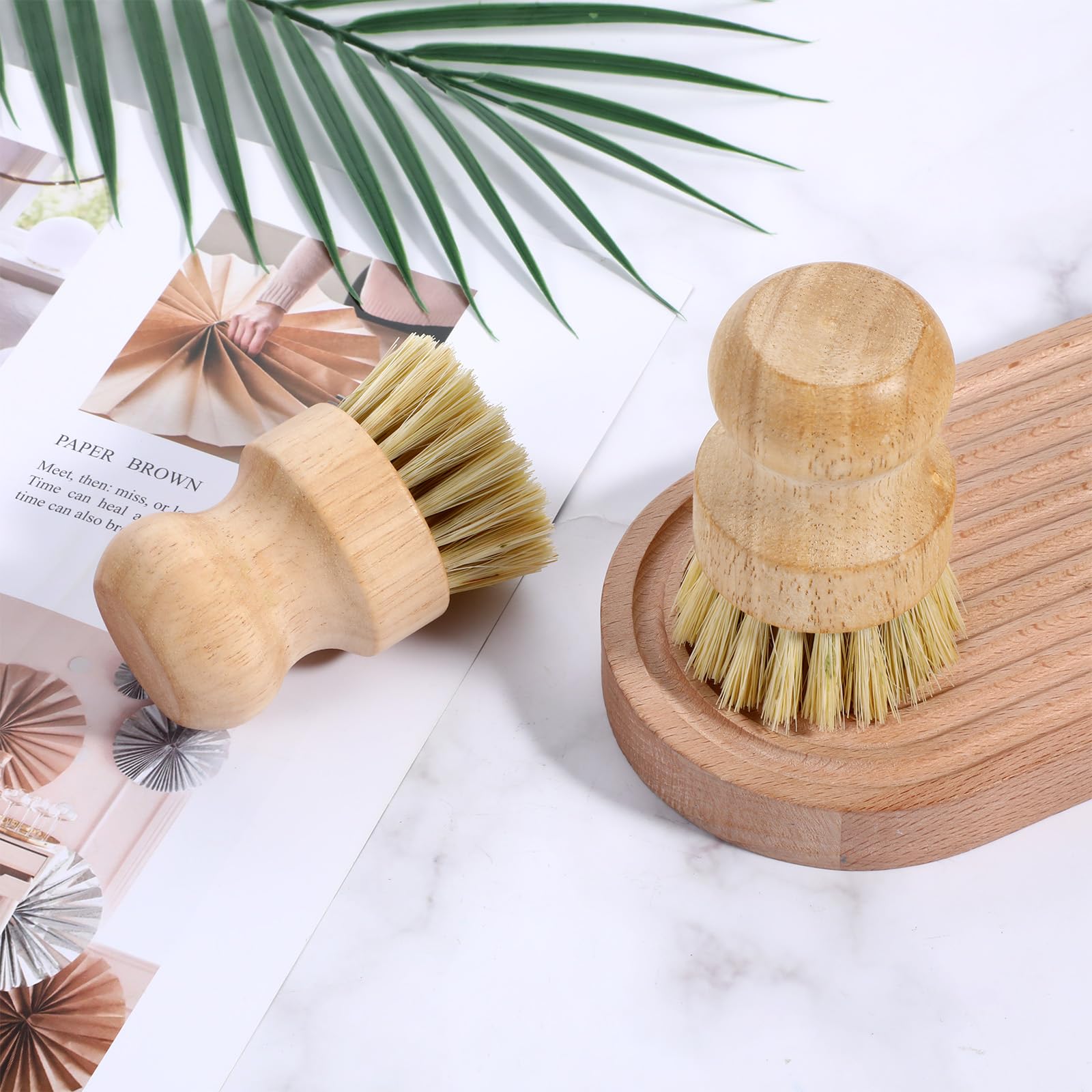 Molain bamboo dish brush set in kitchen showcasing natural wood finish
