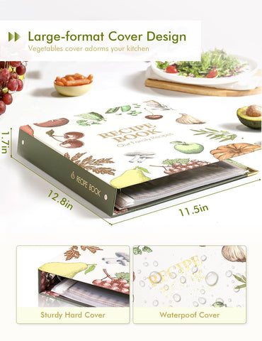 Molekaus four-ring binder with easy page addition for a personalized cookbook.