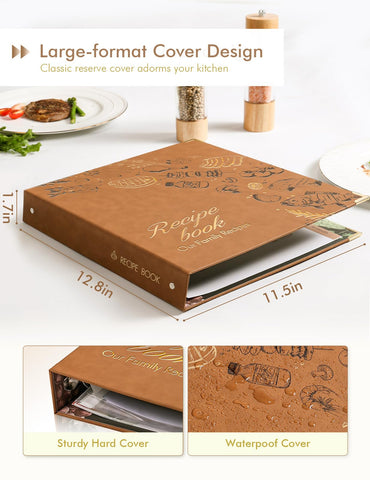 Molekaus Recipe Binder leather cover adds elegance while protecting recipes.