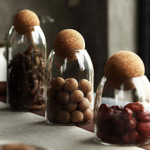 MOLFUJ clear glass storage jar showcases contents and keeps pantry organized.