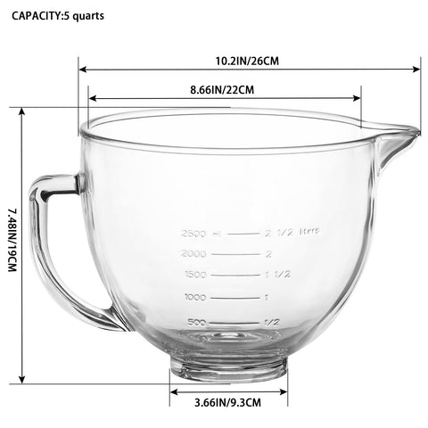 MOLIGOU 5 qt glass mixing bowl with pour spout for clean pouring.