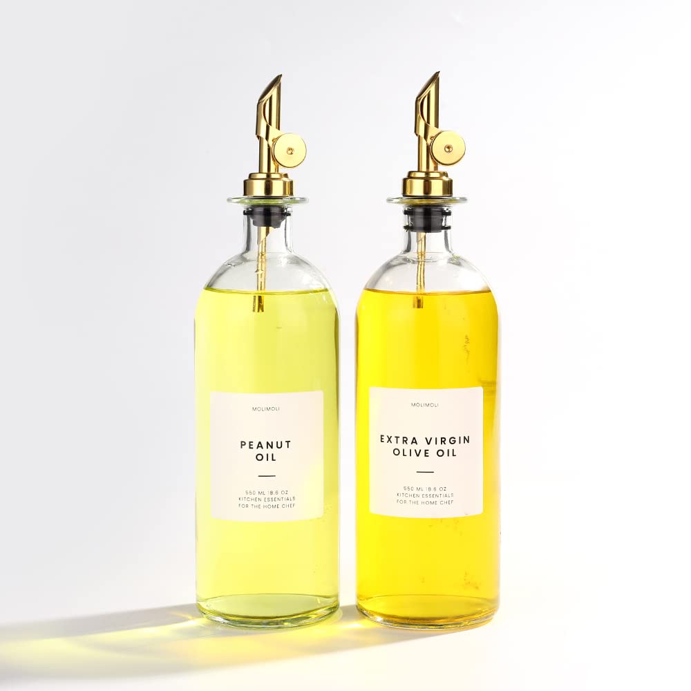 Molimoli oil and vinegar dispenser with glass bottle pour spout for precise drizzling