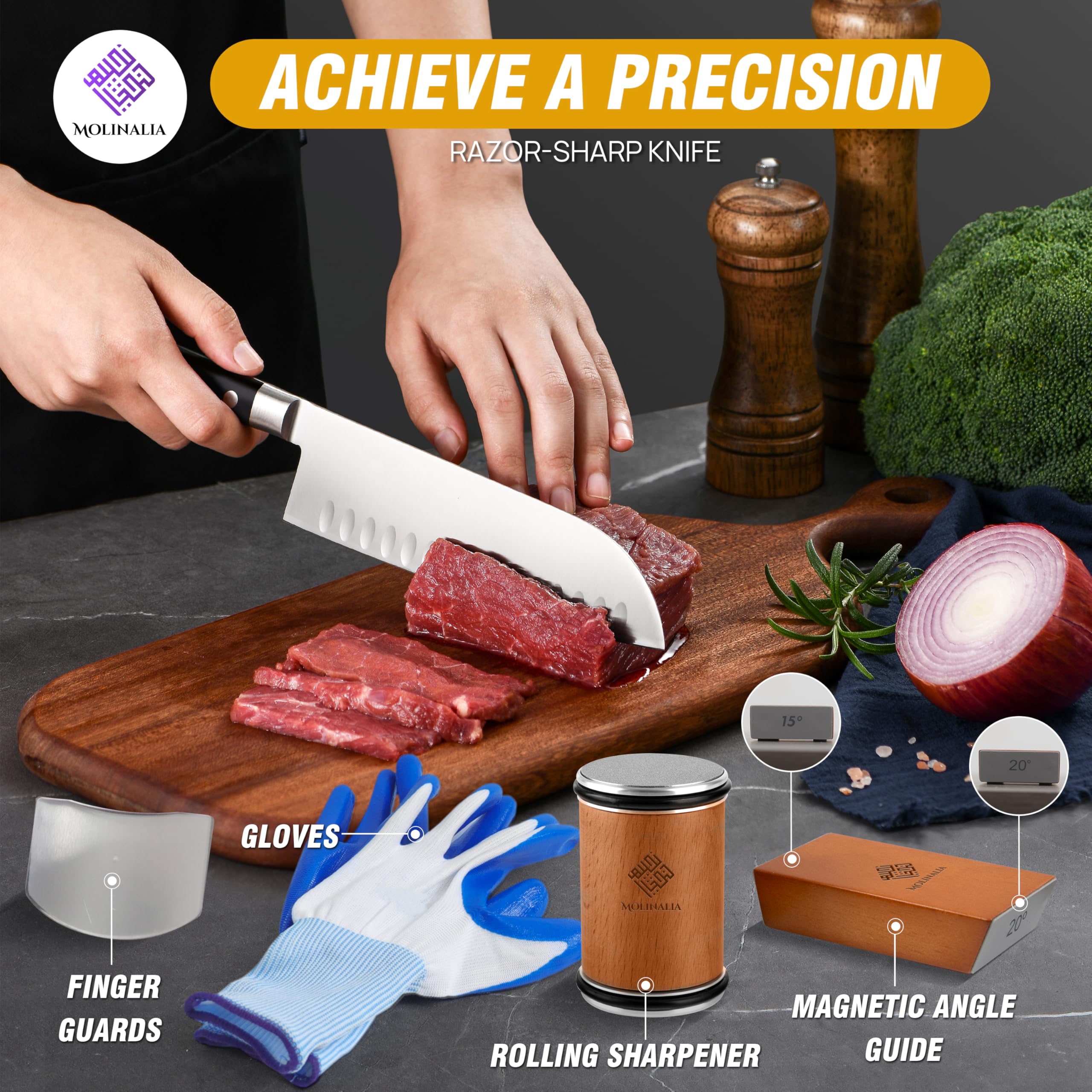 MOLINALIA sharpener is ideal for kitchen knives and delicate blades.