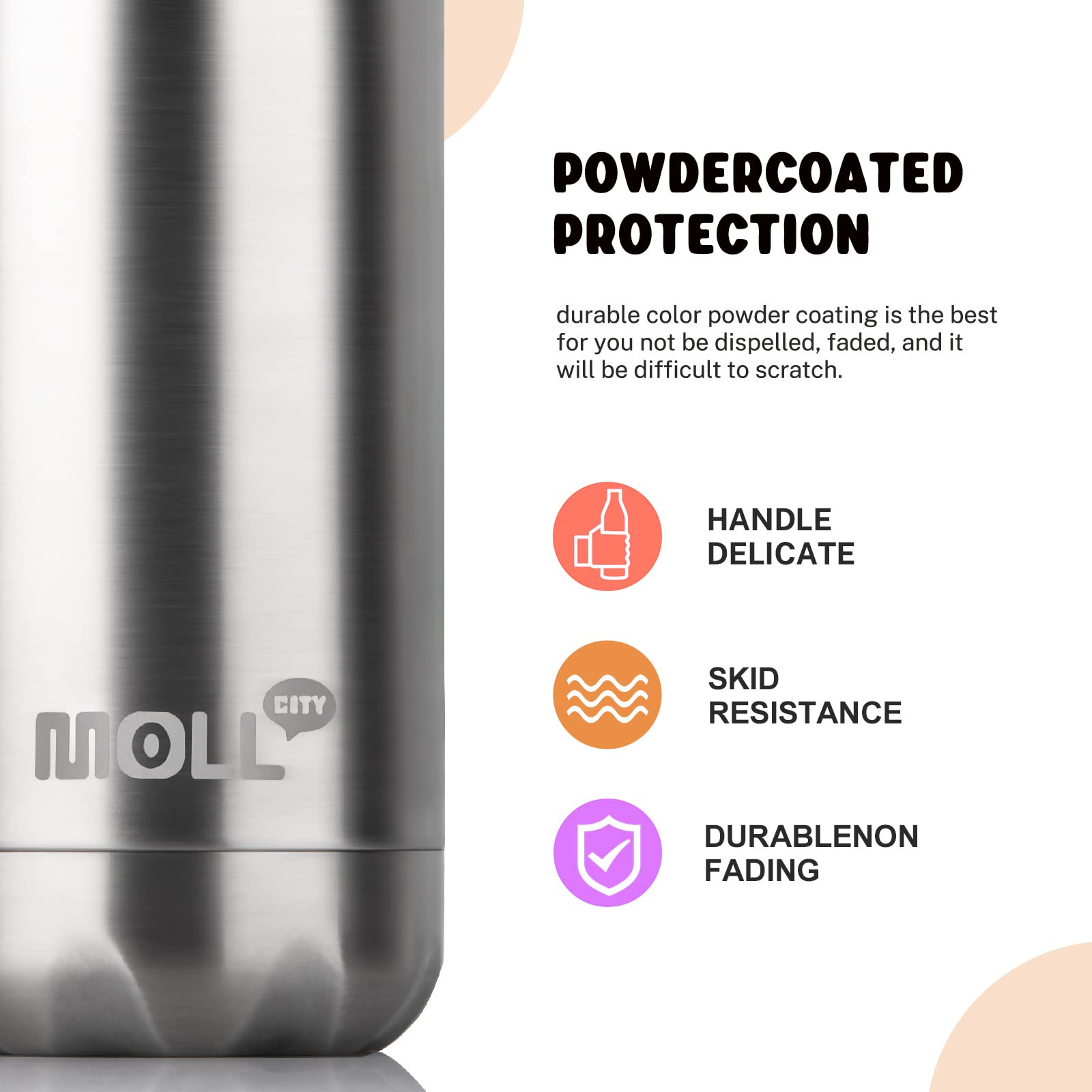 Mollcity bottle insulation visual suggesting cold and hot performance