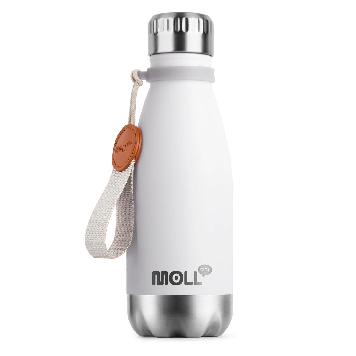 Mollcity 9 oz white bottle for school days, compact and easy to carry