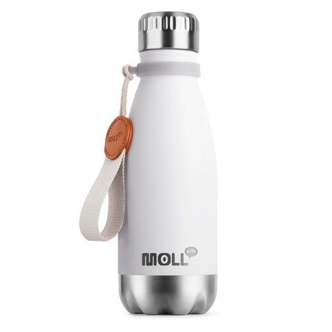 Mollcity 9 oz white bottle for school days, compact and easy to carry