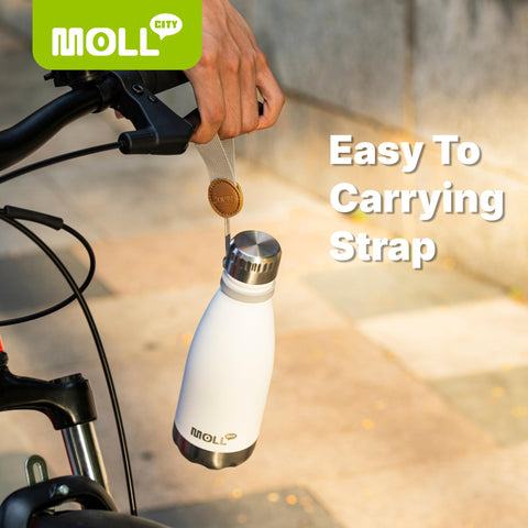 Detachable strap on Mollcity bottle for on the go hydration