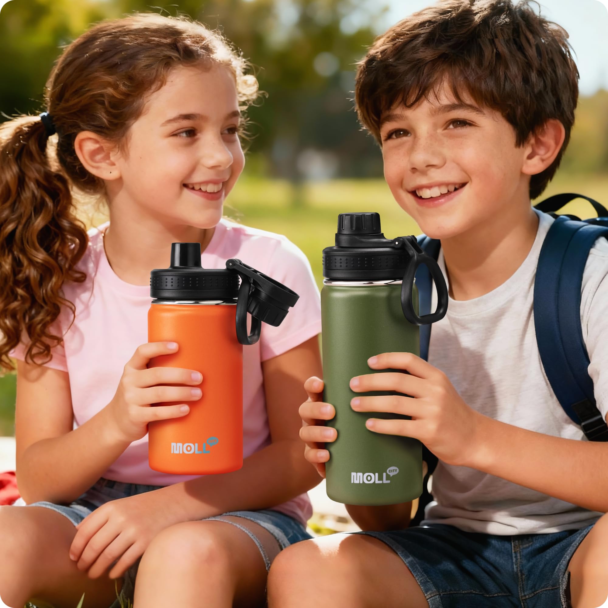 Mollcity reusable water bottle, eco-friendly choice for travel and school