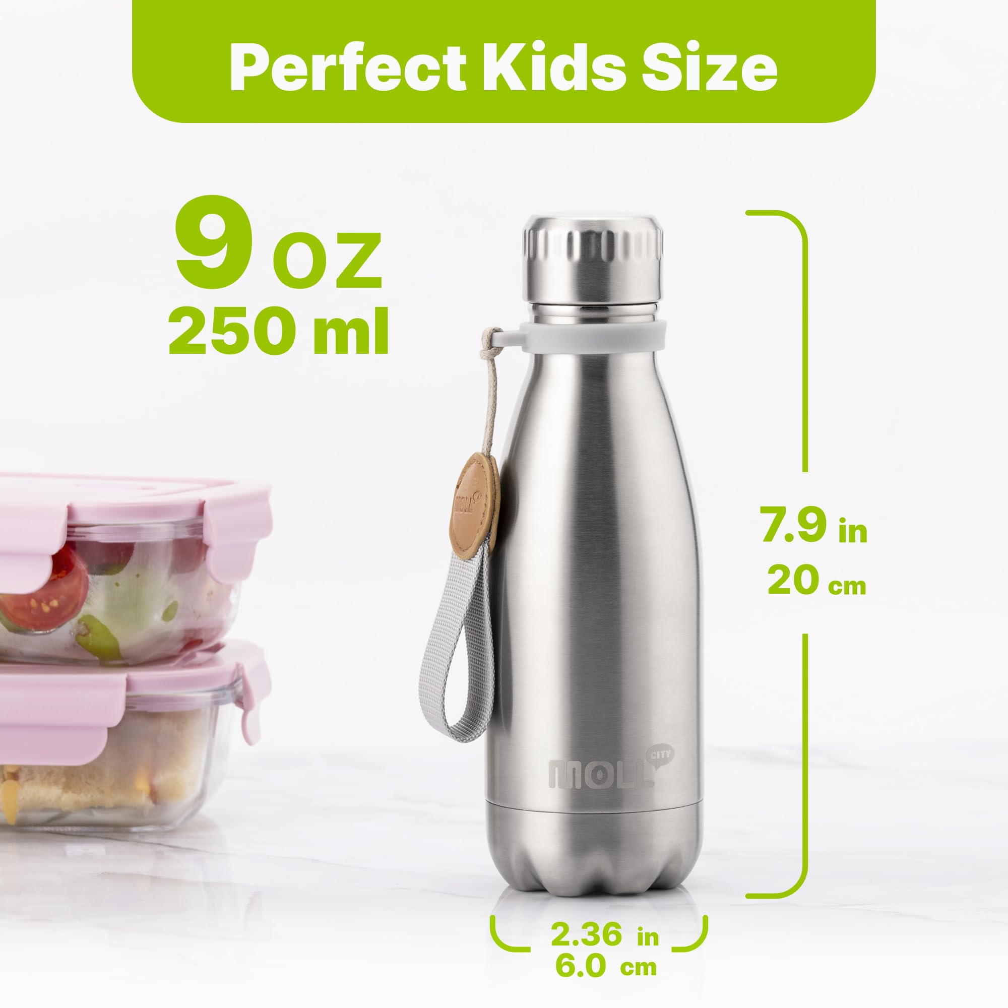 Mollcity kids bottle in hand emphasizes easy grip for independent drinking