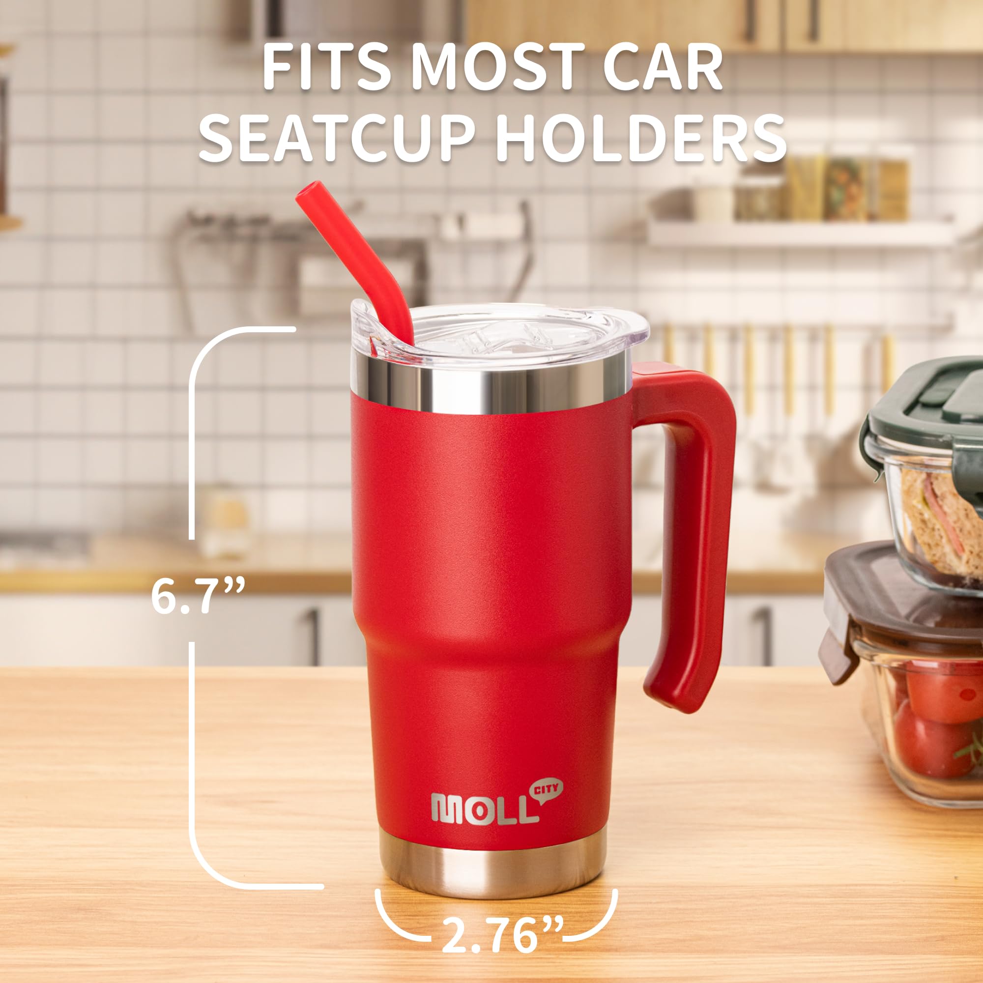 Mollcity Kids Tumbler with handle shows easy, comfortable grip for small hands