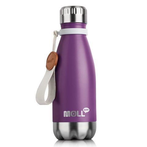 Mollcity Kids Water Bottle 9 oz front view for easy school carry.