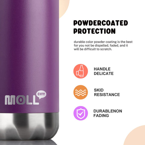 Mollcity 9 oz bottle back view with leak-proof design for bags.