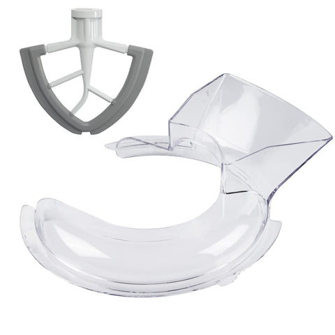 Moloudan pour shield for KitchenAid 4.5-5Qt; contains ingredients and reduces splatter during mixing.