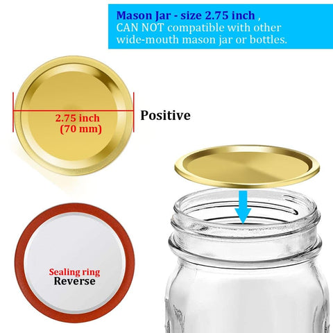 Moment Dextrad regular-mouth silver lids fit most regular-mouth jars for secure storage and canning.