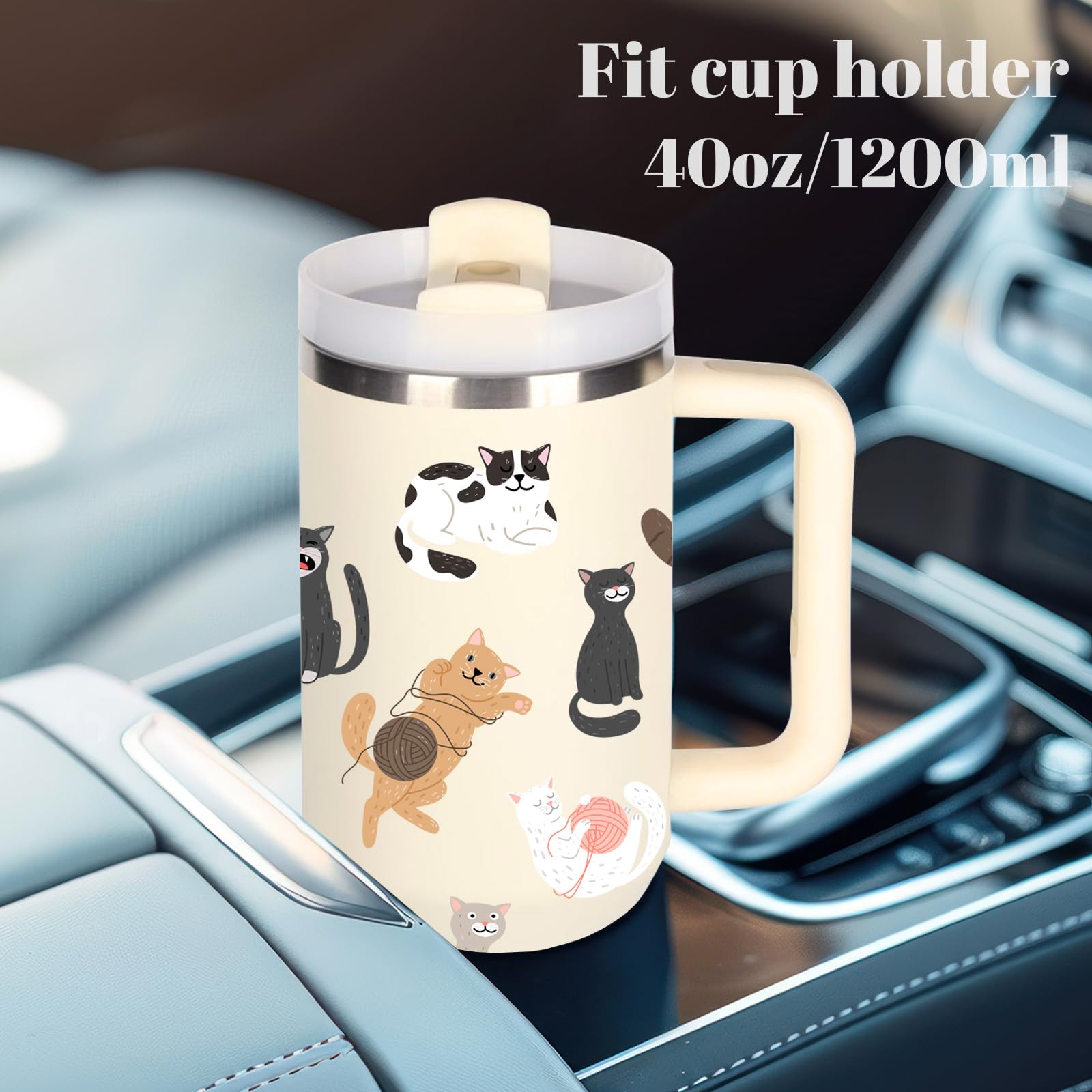 momocici cat tumbler fits most car cup holders for travel