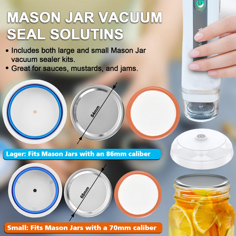 MOMODA mason jar sealer attachments fit wide and regular mouths.